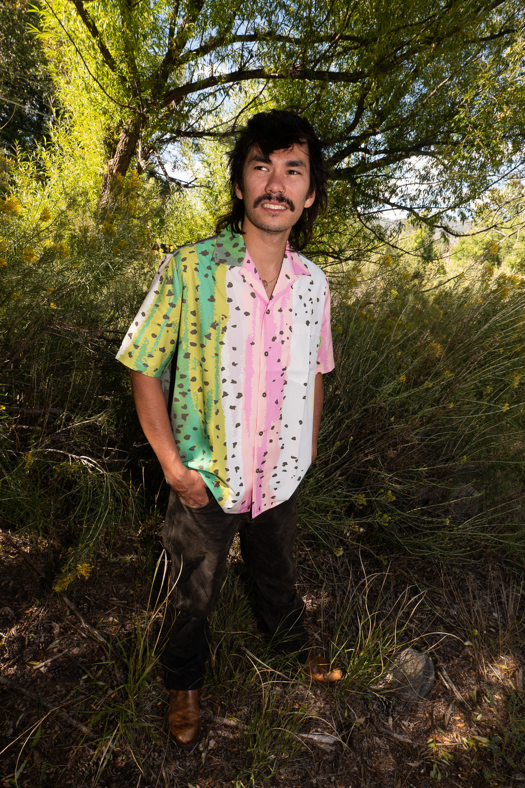 Rainbow Trout Short Sleeve button down + matching print + 10 year warranty