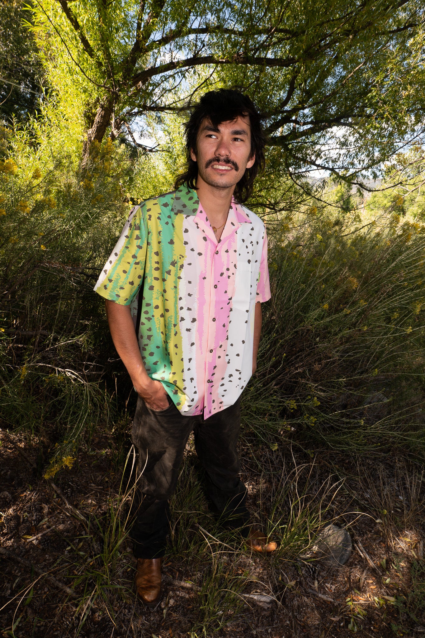 Rainbow Trout Short Sleeve button down + matching print + 10 year warranty