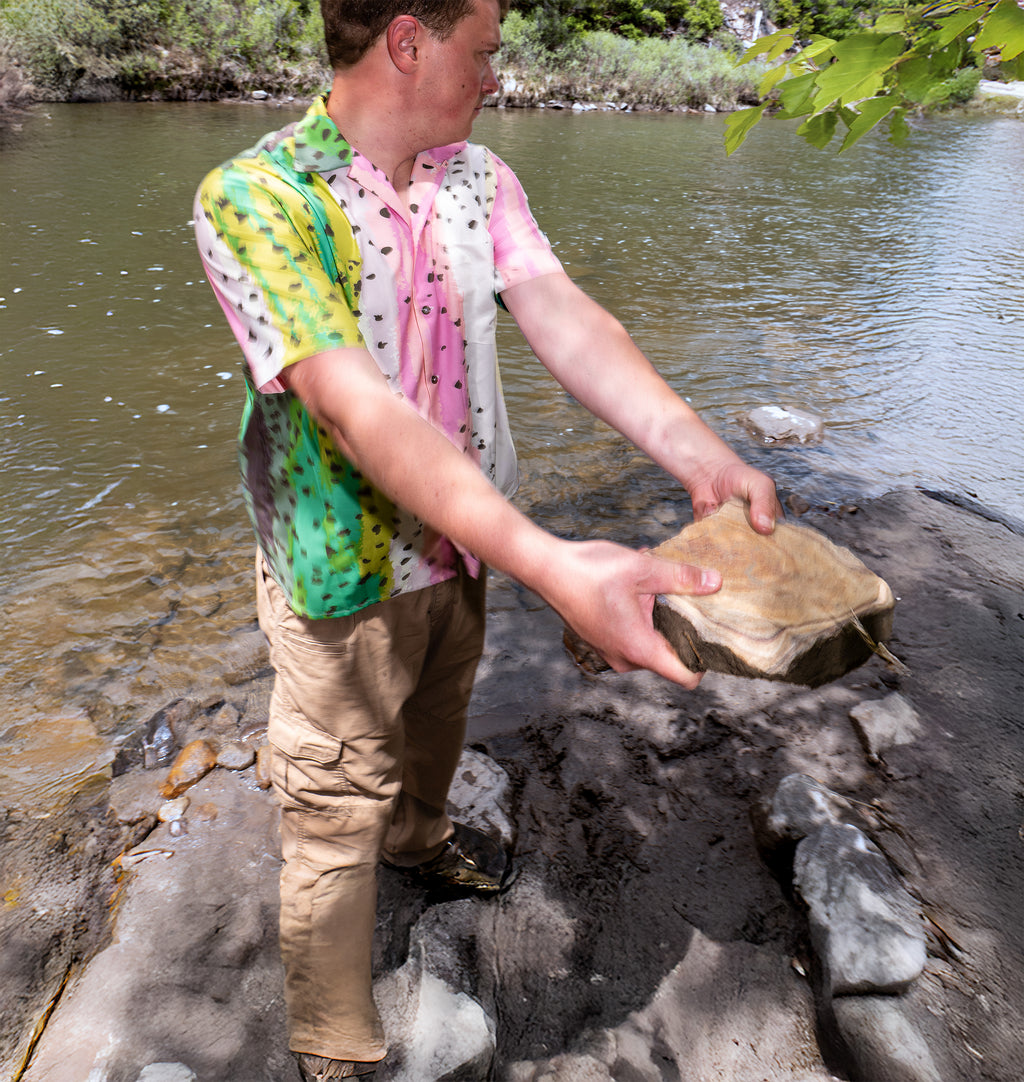 Rainbow Trout Short Sleeve button down + matching print + 10 year warranty