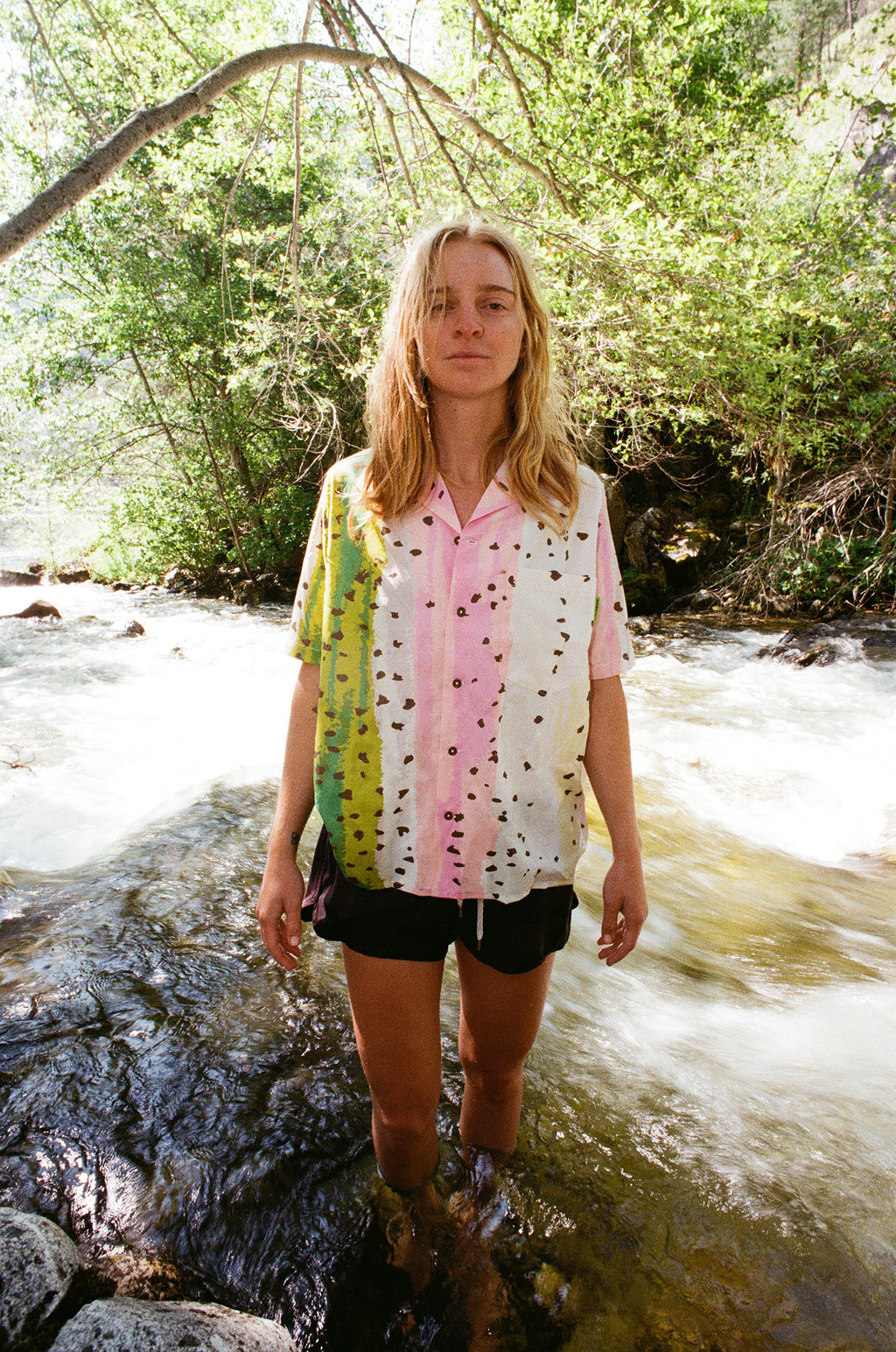 Rainbow Trout Short Sleeve button down + matching print + 10 year warranty