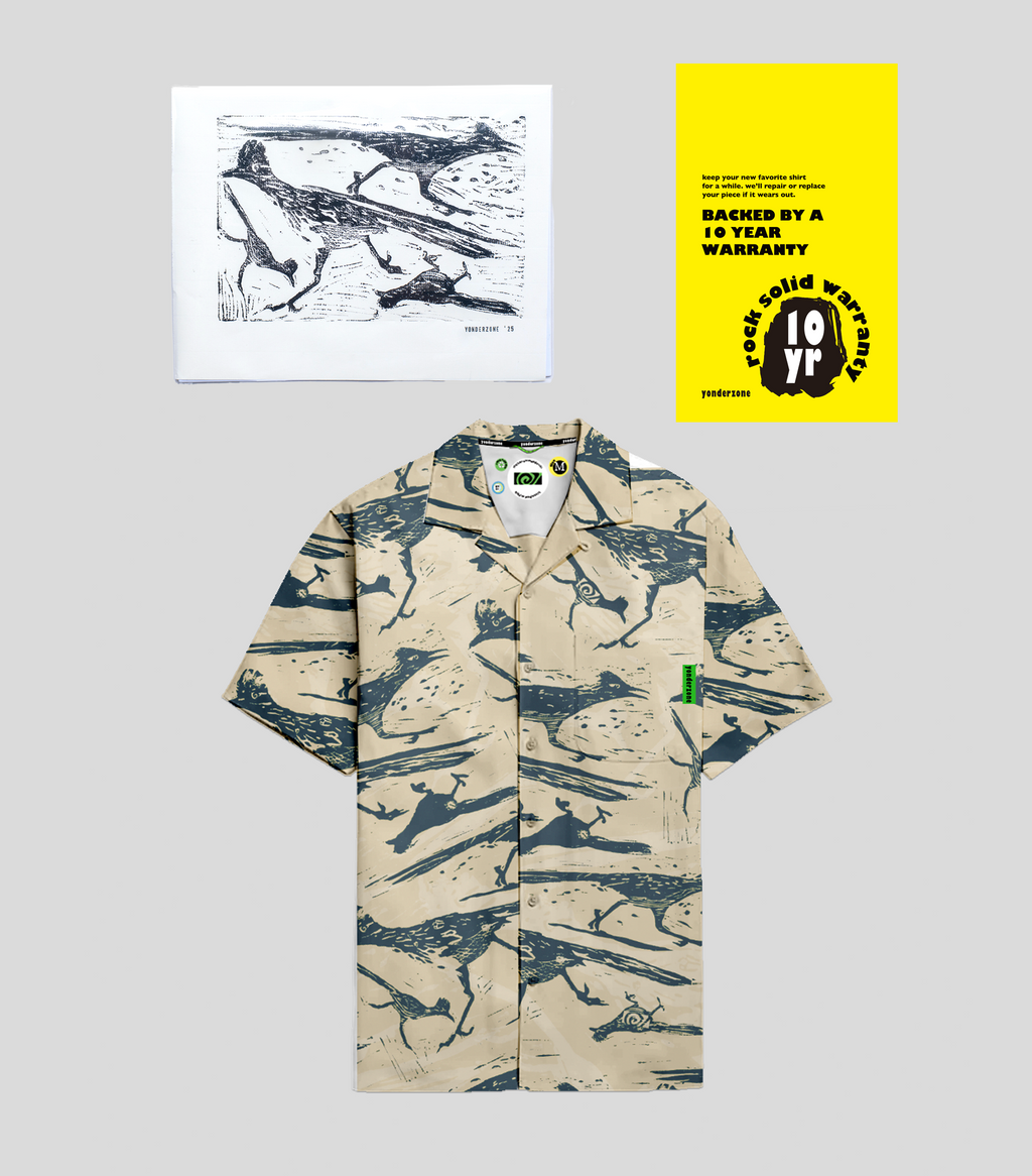 Roadrunner Short Sleeve button down + matching print + 10 year warranty